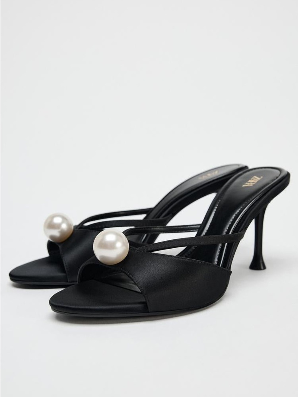 Zara Black Pearl-Embellished Women’s Heel Mules